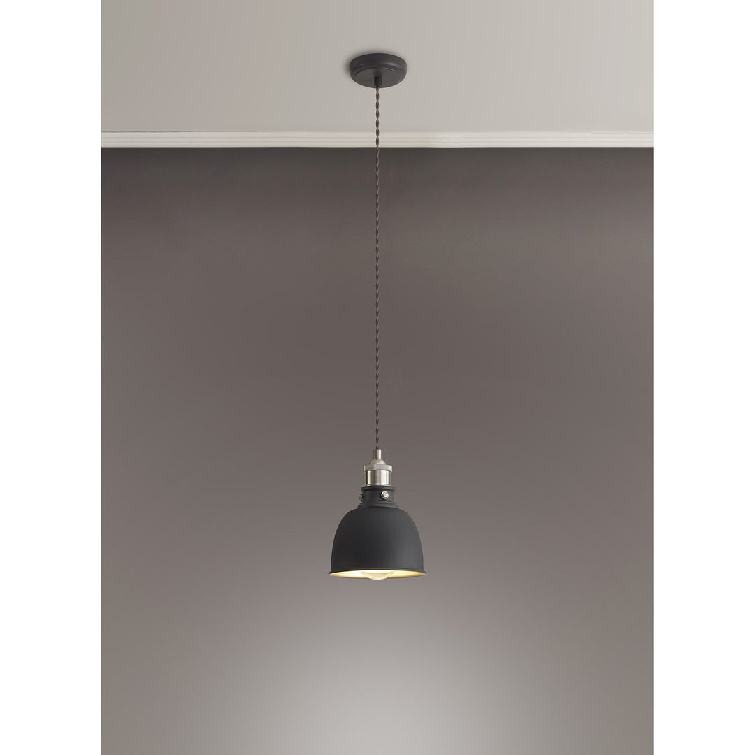 Nelson Lighting NL85439 Corfu 1 Light Small Pendant Graphite Satin Nickel