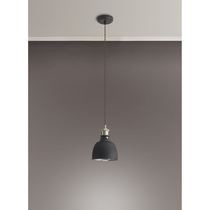 Nelson Lighting NL85439 Corfu 1 Light Small Pendant Graphite Satin Nickel