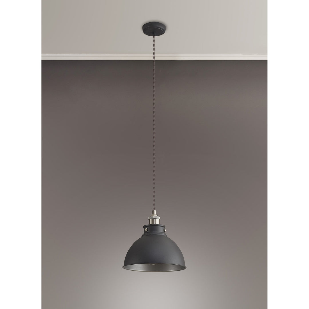 Nelson Lighting NL85449 Corfu 1 Light Medium Pendant Graphite Satin Nickel