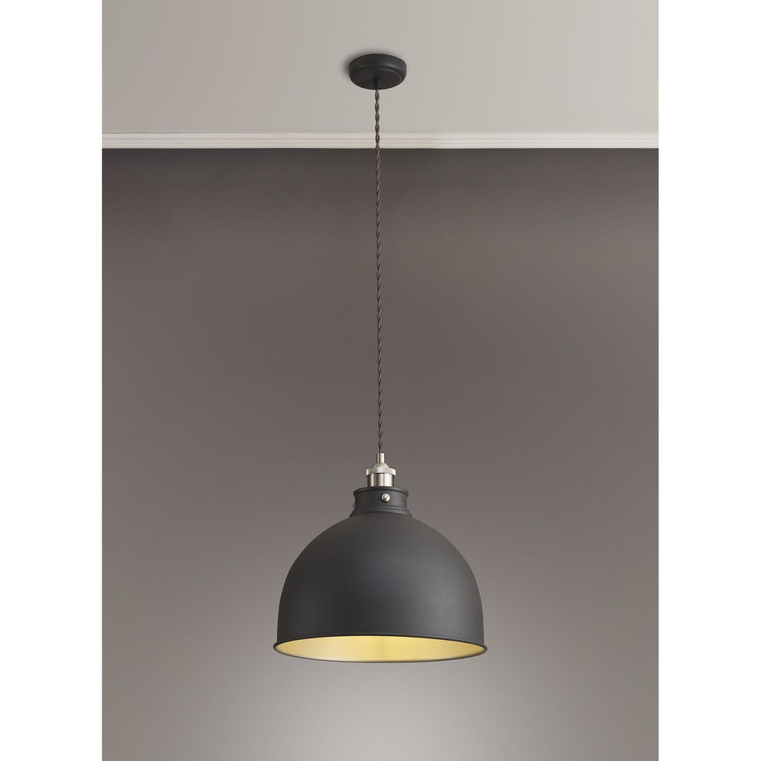 Nelson Lighting NL85459 Corfu 1 Light Large Pendant Graphite Satin Nickel