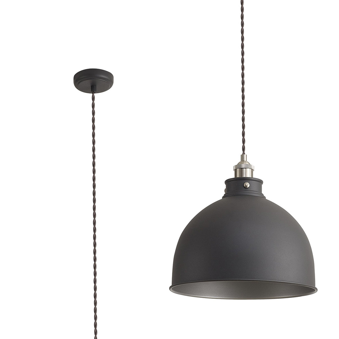 Nelson Lighting NL85459 Corfu 1 Light Large Pendant Graphite Satin Nickel