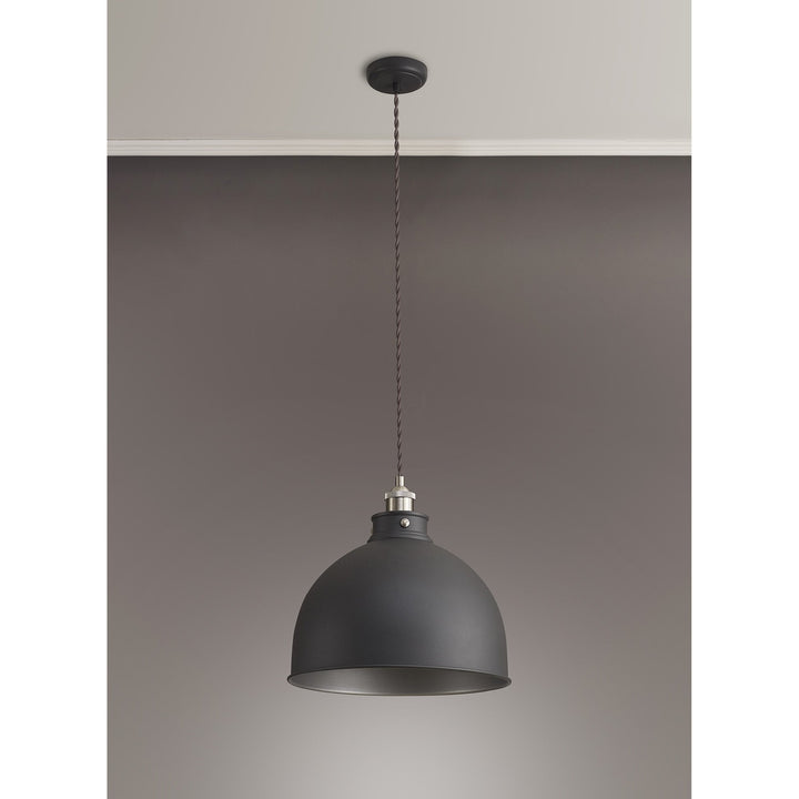 Nelson Lighting NL85459 Corfu 1 Light Large Pendant Graphite Satin Nickel