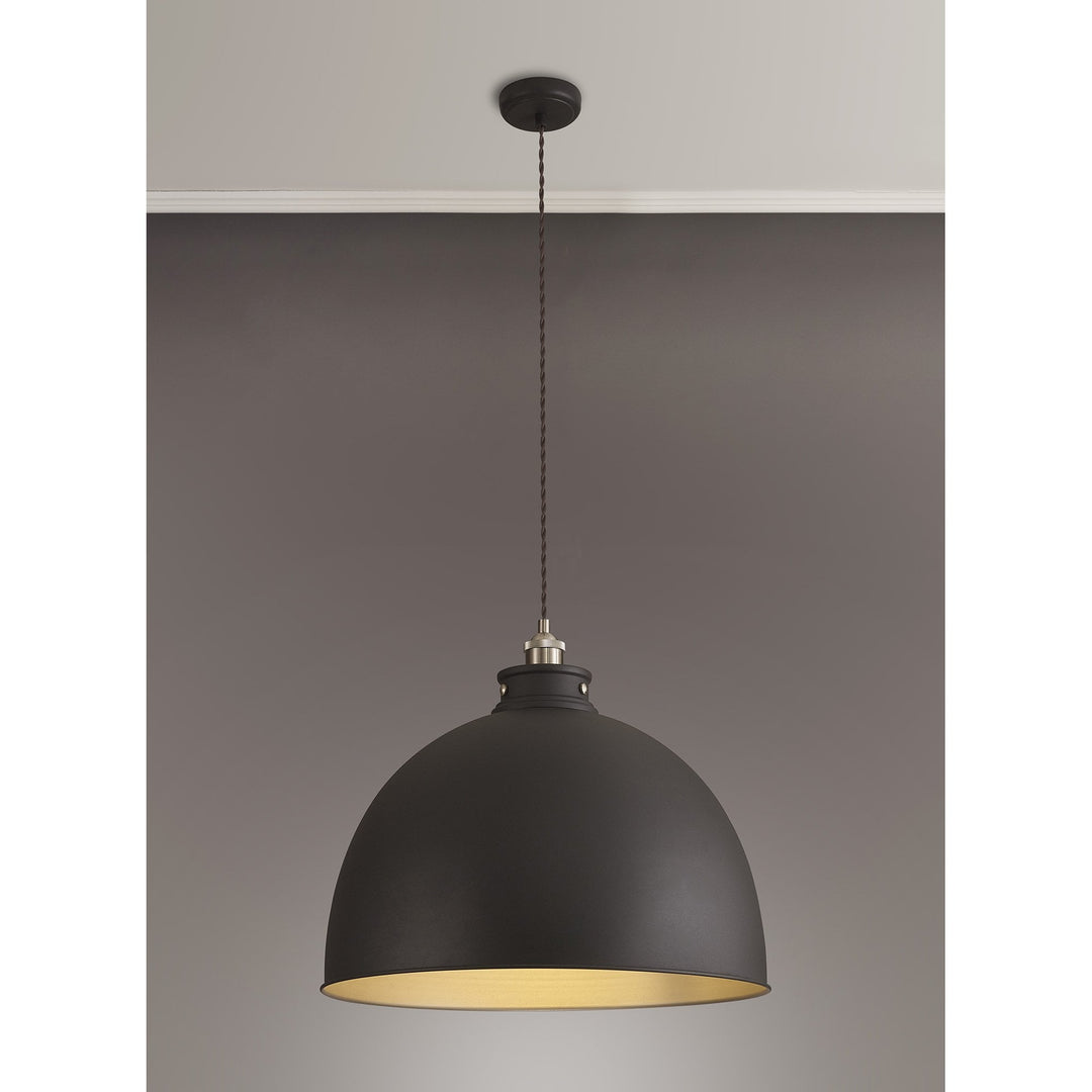 Nelson Lighting NL85469 Corfu 1 Light Large Pendant Graphite Satin Nickel