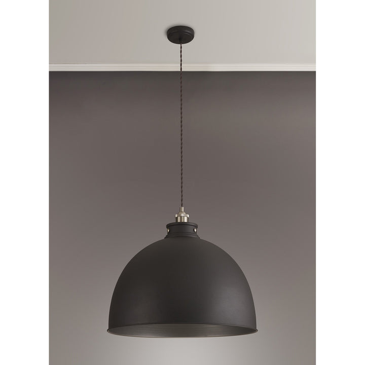 Nelson Lighting NL85469 Corfu 1 Light Large Pendant Graphite Satin Nickel