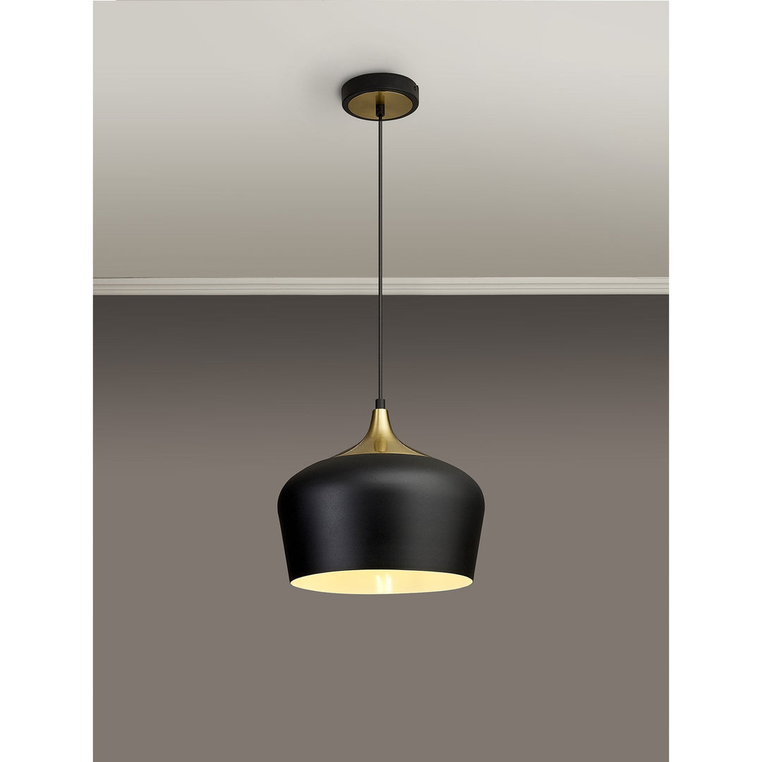 Nelson Lighting NL93049 Dadura 1 Light Pendant Black Gold