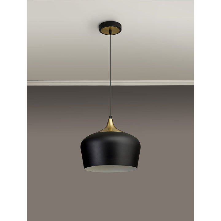 Nelson Lighting NL93049 Dadura 1 Light Pendant Black Gold