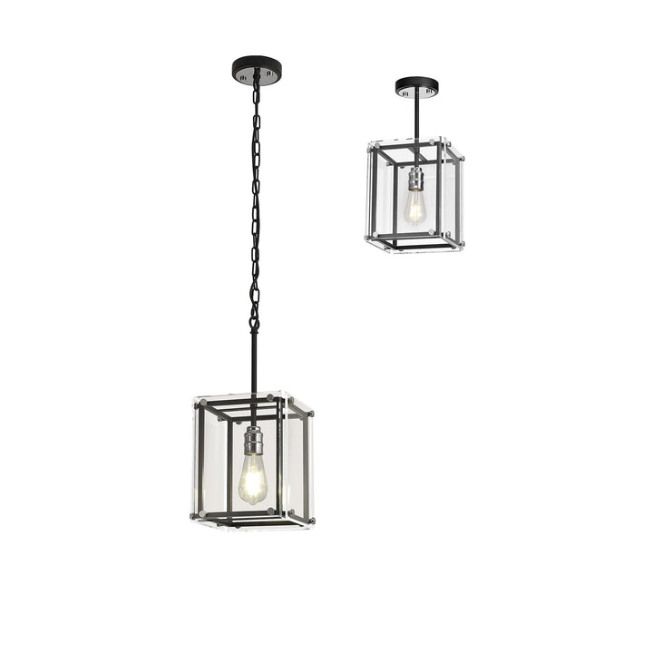 Nelson Lighting NL85789 Dalmer 1 Light Pendant Matt Black Chrome