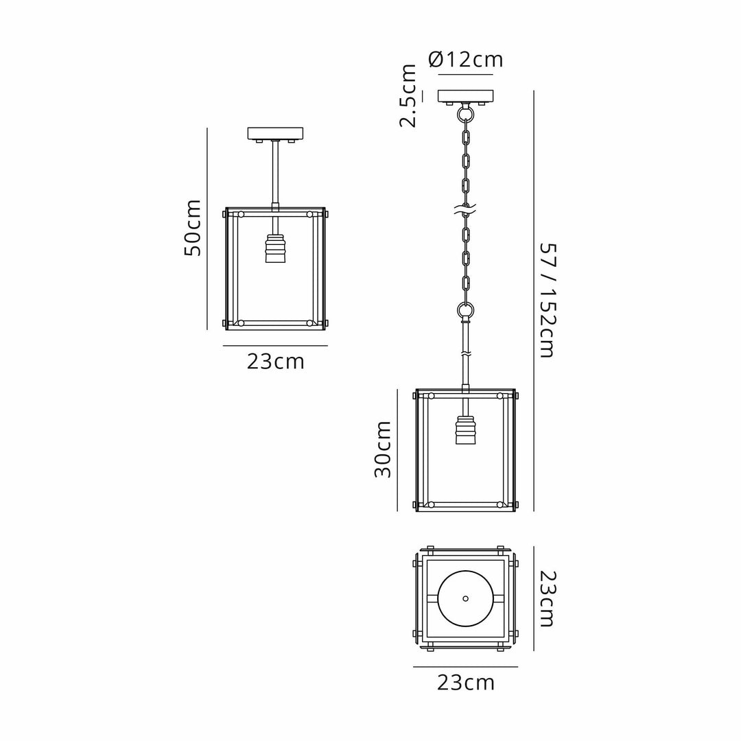 Nelson Lighting NL85789 Dalmer 1 Light Pendant Matt Black Chrome