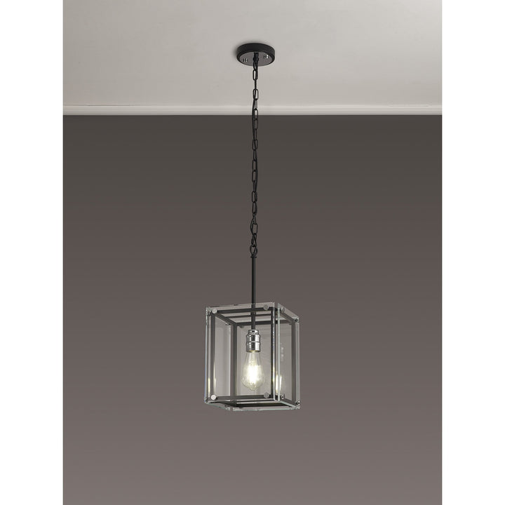 Nelson Lighting NL85789 Dalmer 1 Light Pendant Matt Black Chrome