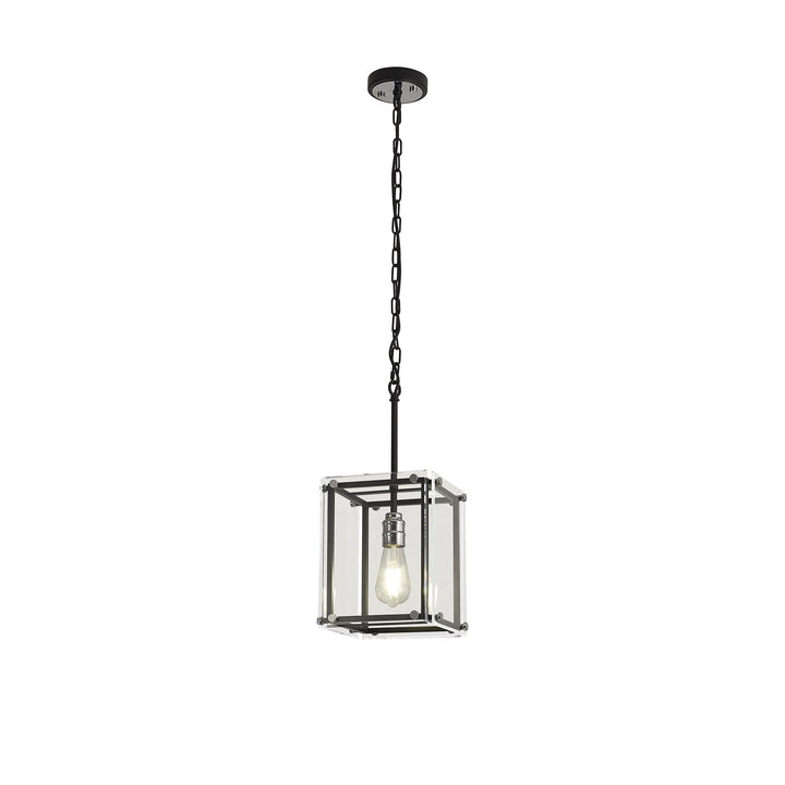 Nelson Lighting NL85789 Dalmer 1 Light Pendant Matt Black Chrome