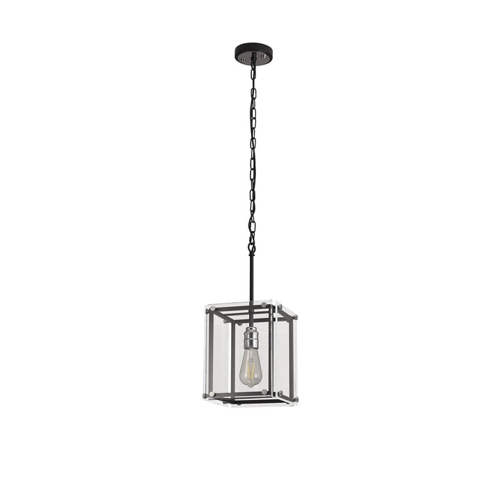 Nelson Lighting NL85789 Dalmer 1 Light Pendant Matt Black Chrome