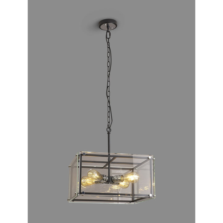 Nelson Lighting NL85799 Dalmer 4 Light Pendant Matt Black Chrome