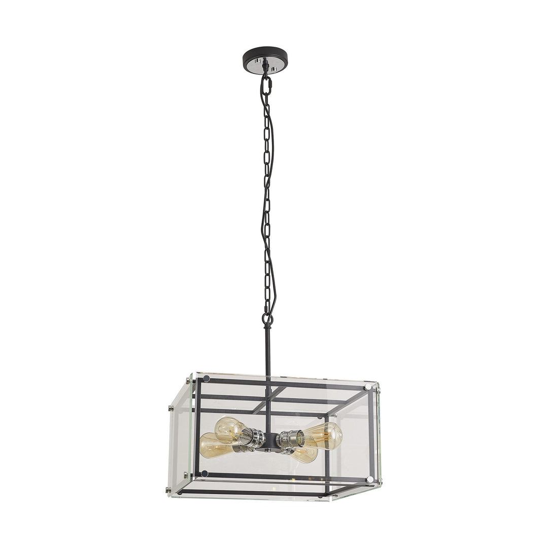 Nelson Lighting NL85799 Dalmer 4 Light Pendant Matt Black Chrome