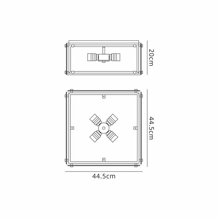 Nelson Lighting NL85809 Dalmer 4 Light Flush Ceiling Light Matt Black Chrome