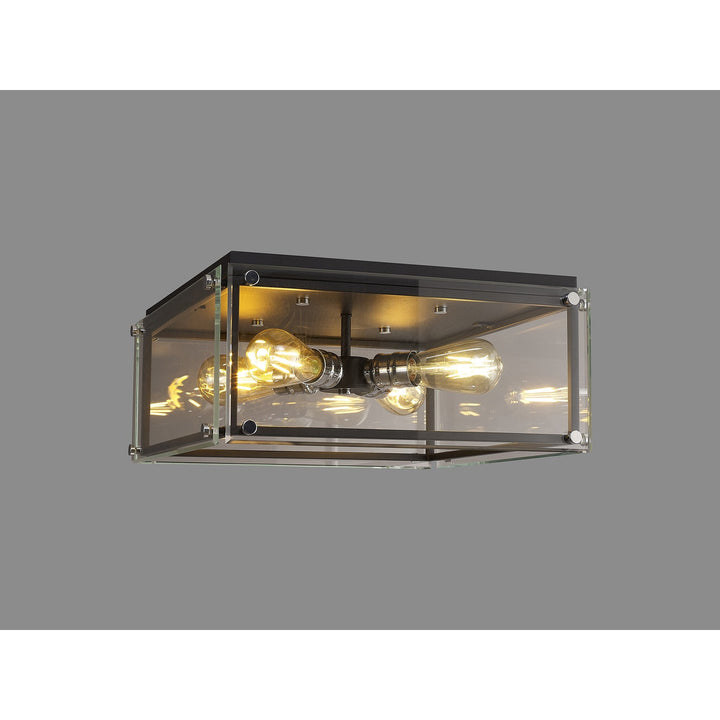 Nelson Lighting NL85809 Dalmer 4 Light Flush Ceiling Light Matt Black Chrome