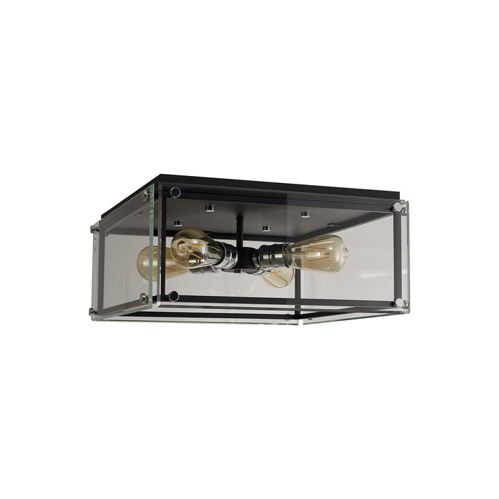 Nelson Lighting NL85809 Dalmer 4 Light Flush Ceiling Light Matt Black Chrome