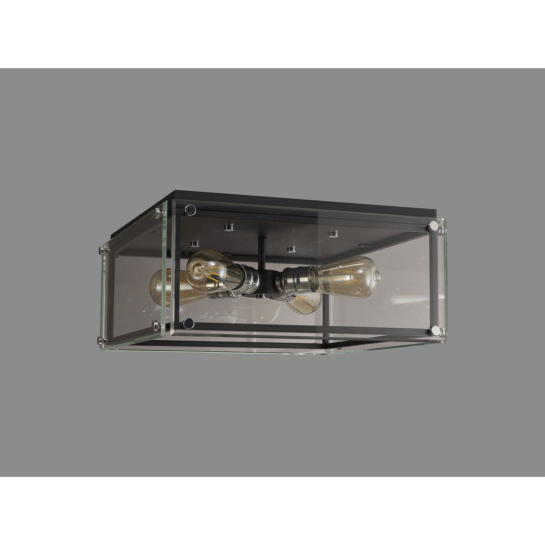 Nelson Lighting NL85809 Dalmer 4 Light Flush Ceiling Light Matt Black Chrome