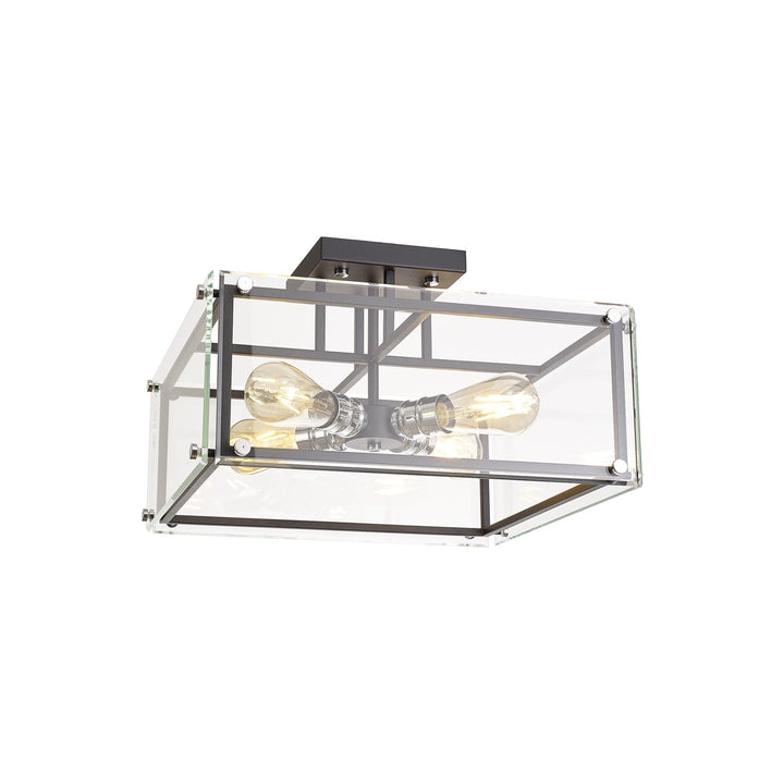 Nelson Lighting NL85819 Dalmer 4 Light Ceiling Light Matt Black Chrome