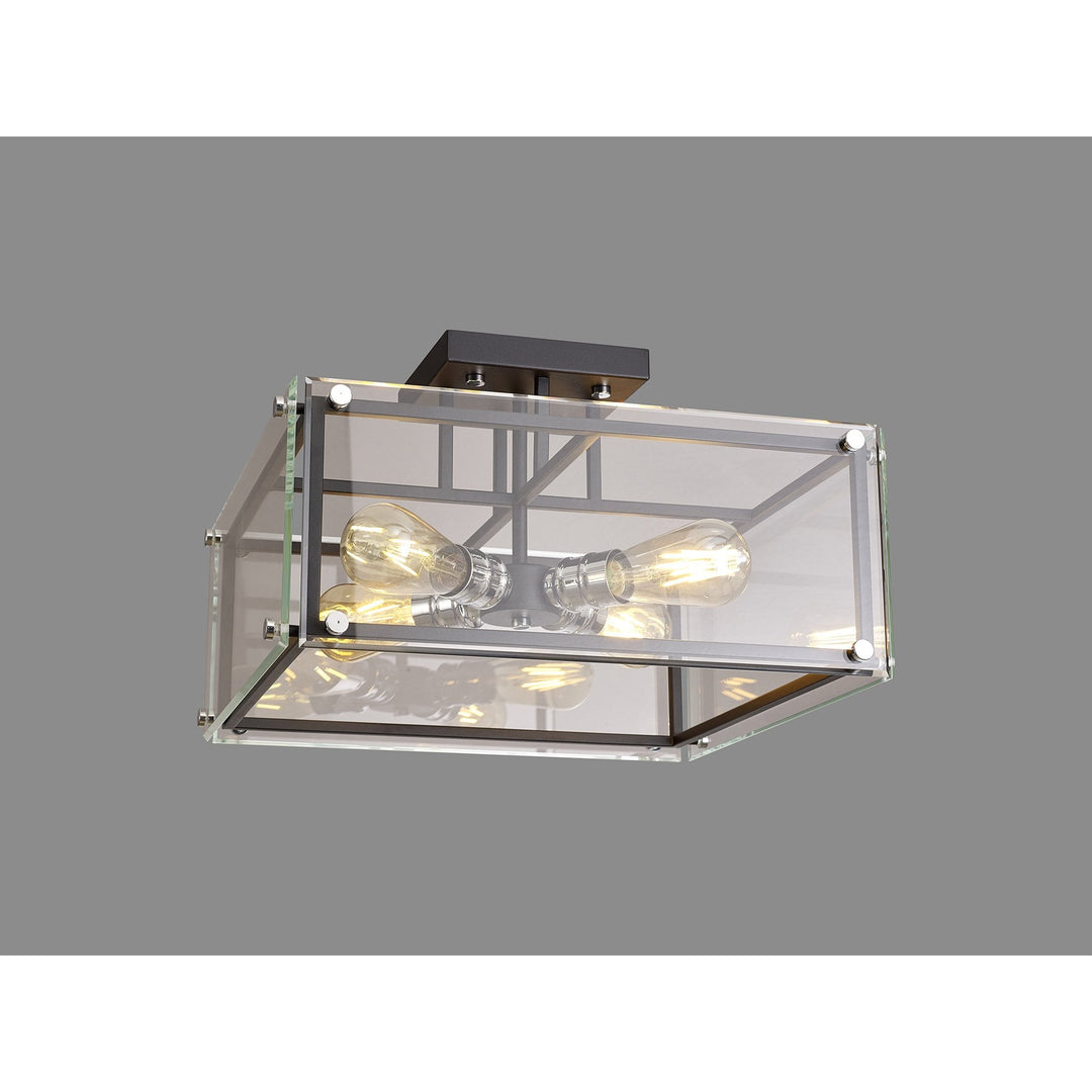 Nelson Lighting NL85819 Dalmer 4 Light Ceiling Light Matt Black Chrome