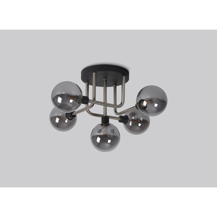 Nelson Lighting NL90819 Dublin 5 Light Flush Ceiling Light Graphite Satin Nickel