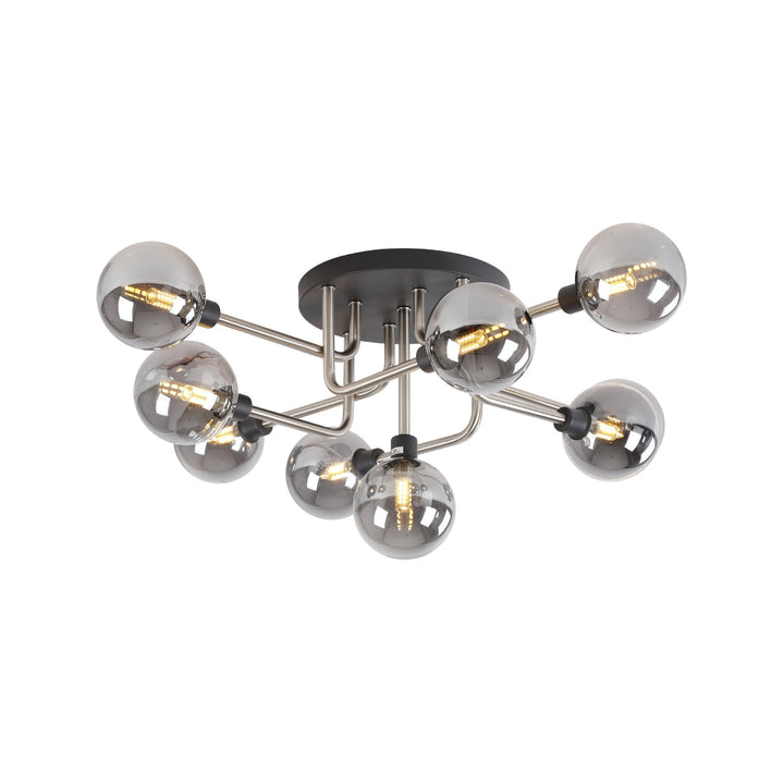 Nelson Lighting NL90829 Dublin 9 Light Flush Ceiling Light Graphite Satin Nickel