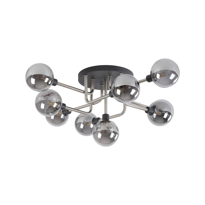 Nelson Lighting NL90829 Dublin 9 Light Flush Ceiling Light Graphite Satin Nickel