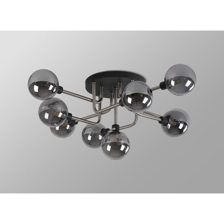 Nelson Lighting NL90829 Dublin 9 Light Flush Ceiling Light Graphite Satin Nickel