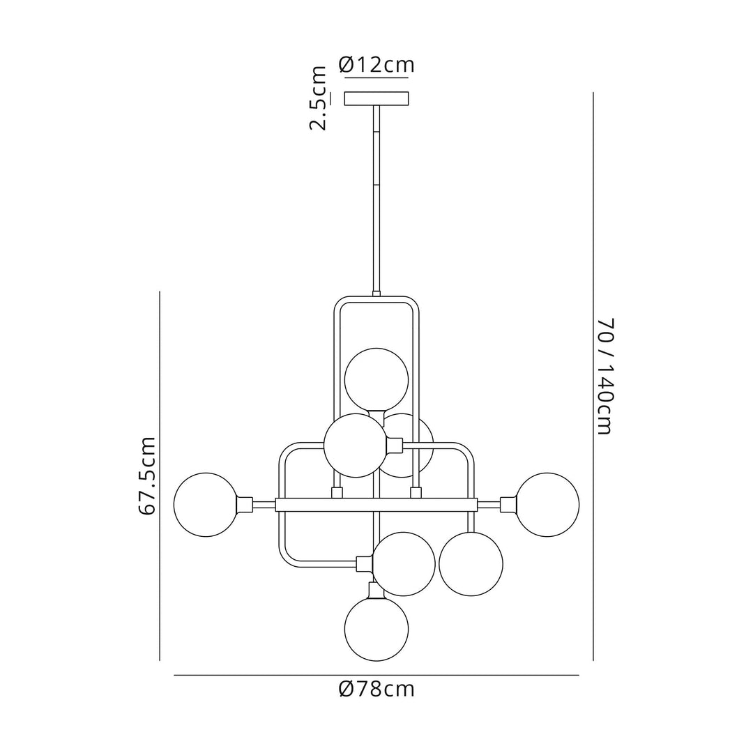 Nelson Lighting NL90839 Dublin 12 Light Pendant Graphite Satin Nickel