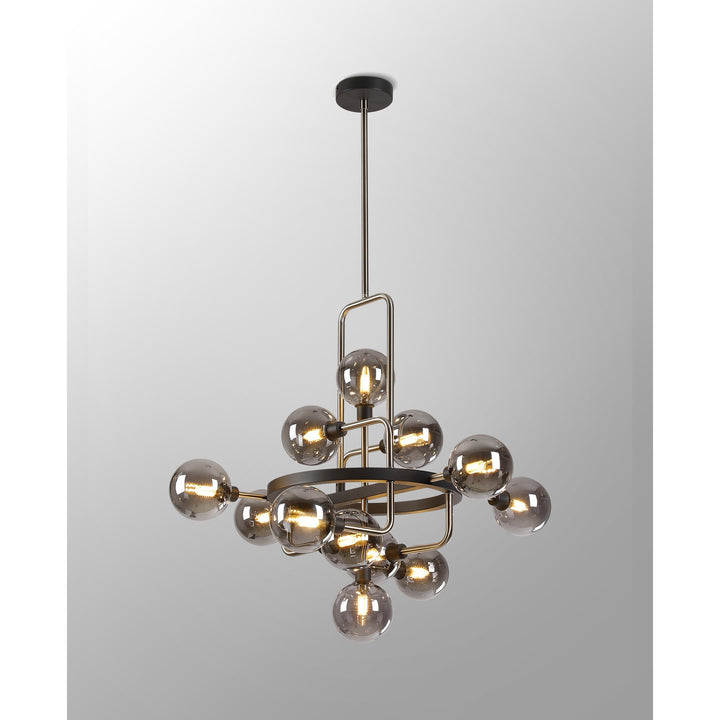 Nelson Lighting NL90839 Dublin 12 Light Pendant Graphite Satin Nickel