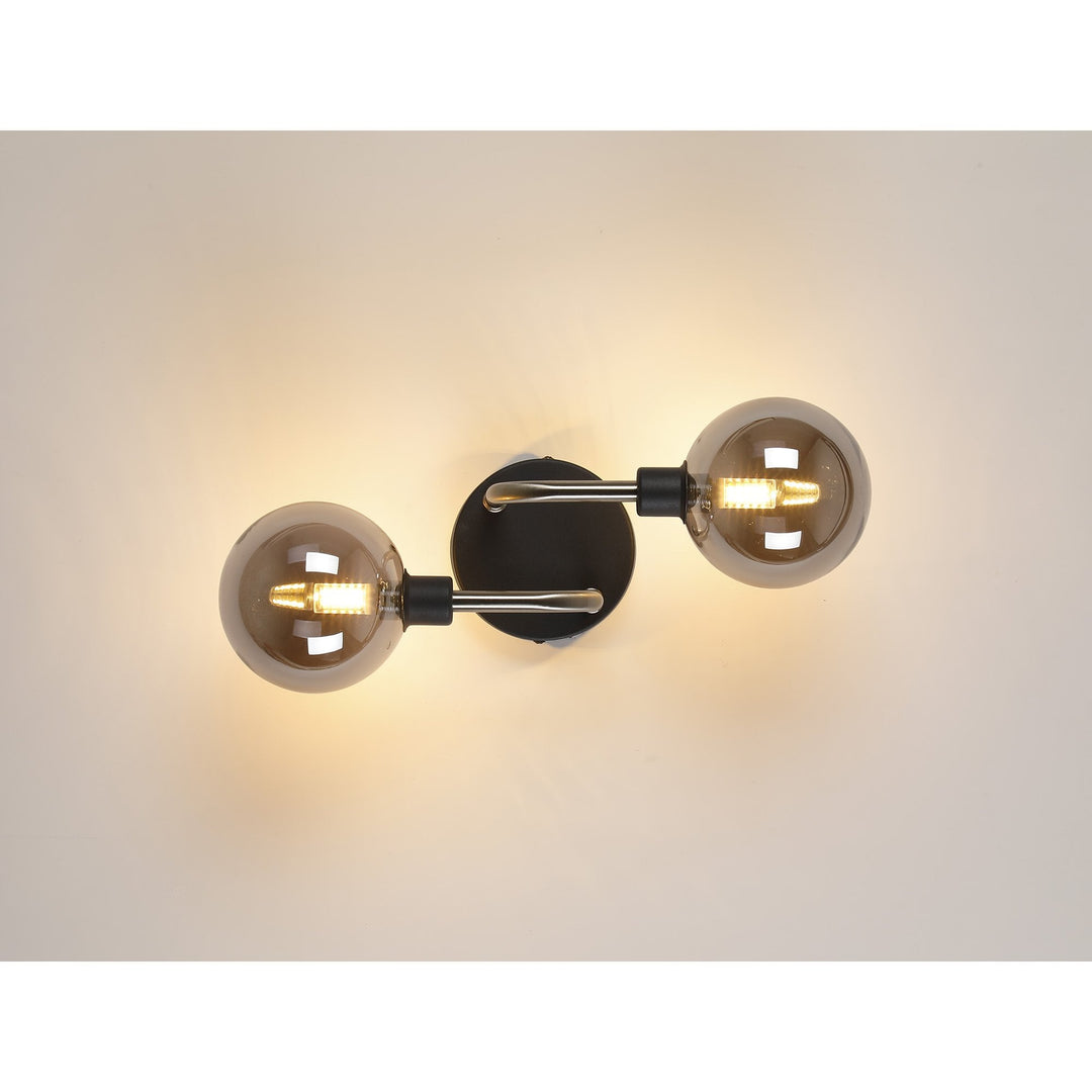 Nelson Lighting NL90849 Dublin 2 Light Wall Light Graphite Satin Nickel