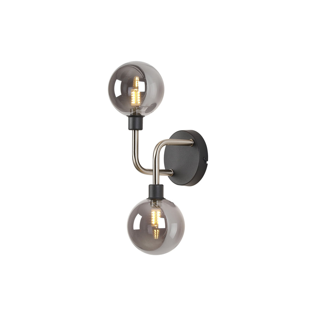 Nelson Lighting NL90849 Dublin 2 Light Wall Light Graphite Satin Nickel