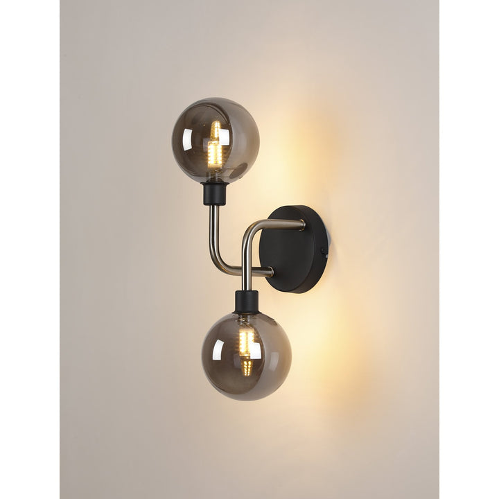 Nelson Lighting NL90849 Dublin 2 Light Wall Light Graphite Satin Nickel