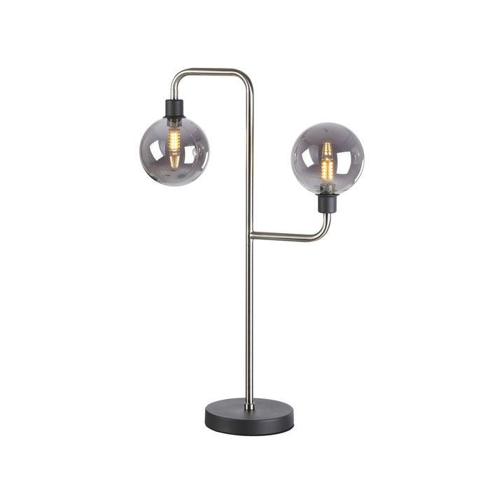 Nelson Lighting NL90859 Dublin 2 Light Table Lamp Graphite Satin Nickel