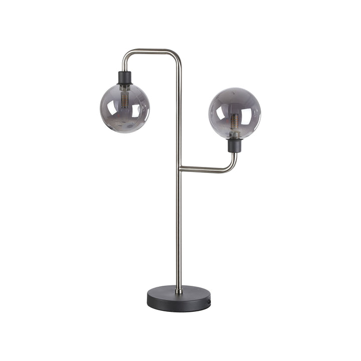 Nelson Lighting NL90859 Dublin 2 Light Table Lamp Graphite Satin Nickel