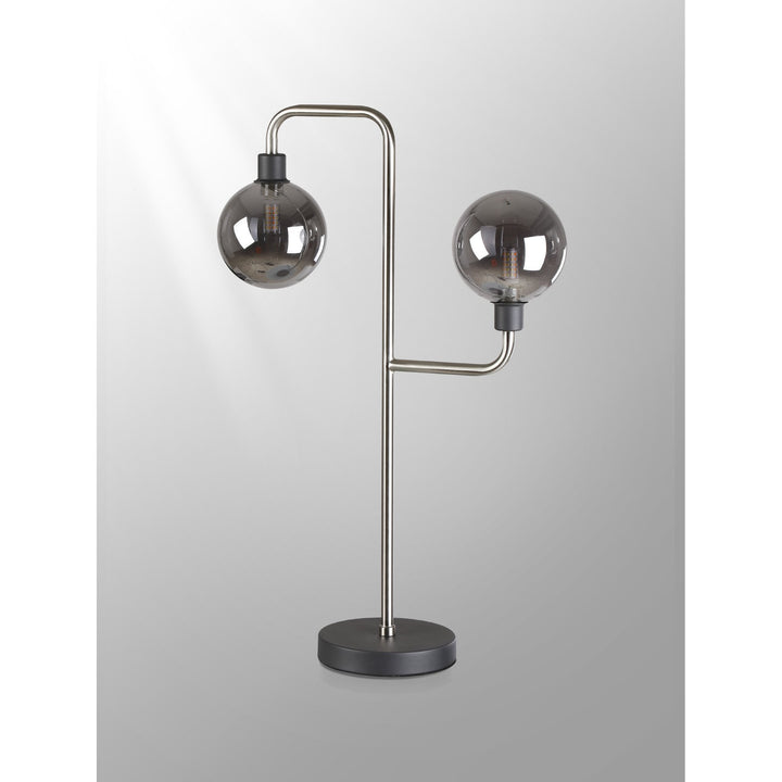 Nelson Lighting NL90859 Dublin 2 Light Table Lamp Graphite Satin Nickel