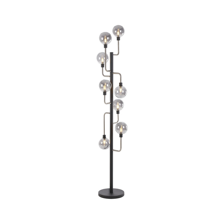 Nelson Lighting NL90869 Dublin 8 Light Floor Lamp Graphite Satin Nickel