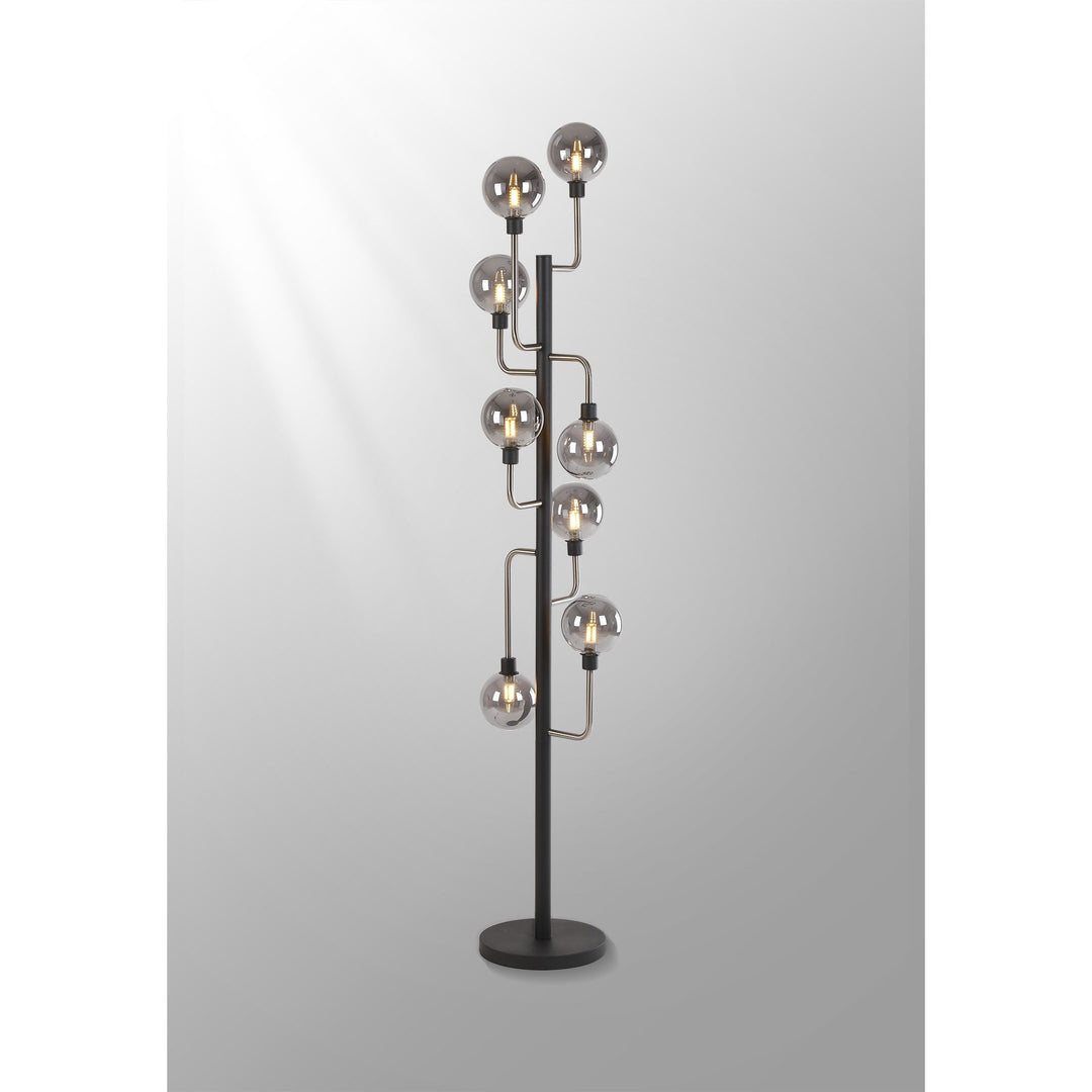 Nelson Lighting NL90869 Dublin 8 Light Floor Lamp Graphite Satin Nickel