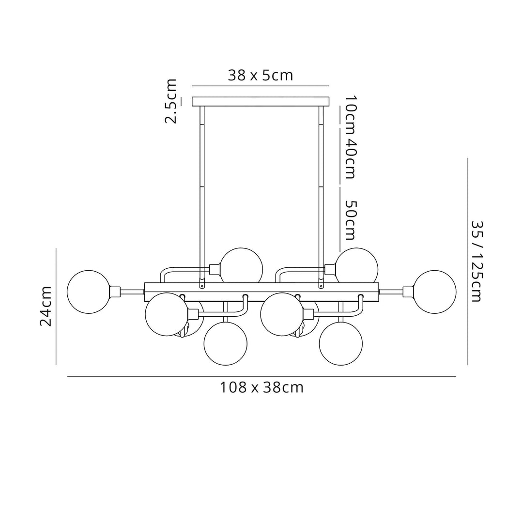 Nelson Lighting NL90879 Dublin 10 Light Pendant Graphite Satin Nickel