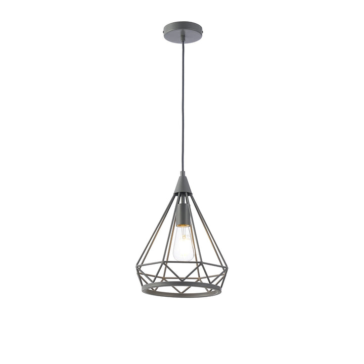 Nelson Lighting NL93829 Eros 1 Light Small Diamond Pendant Matt Grey