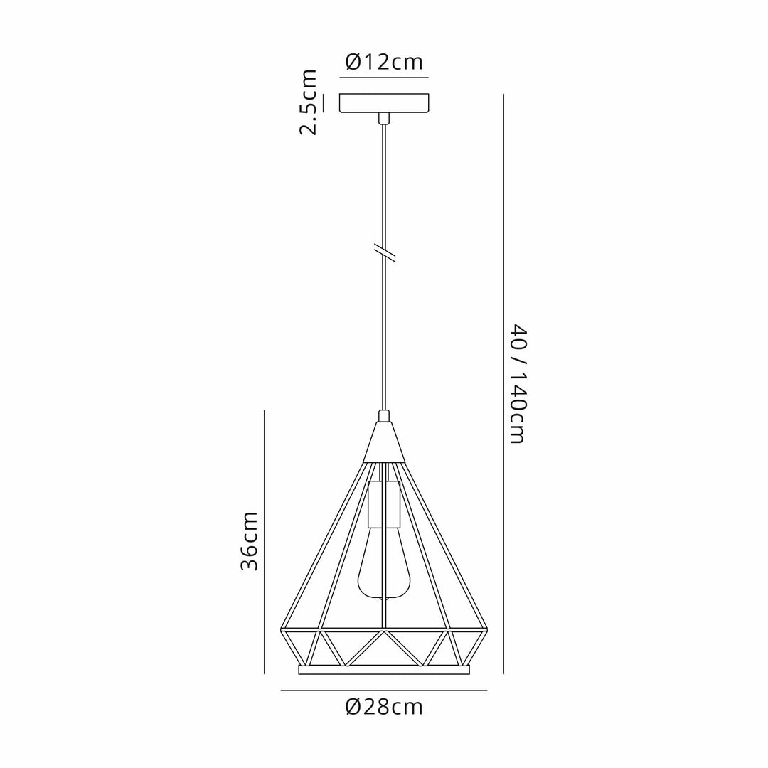 Nelson Lighting NL93829 Eros 1 Light Small Diamond Pendant Matt Grey