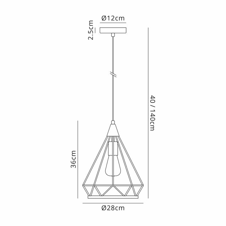 Nelson Lighting NL93829 Eros 1 Light Small Diamond Pendant Matt Grey