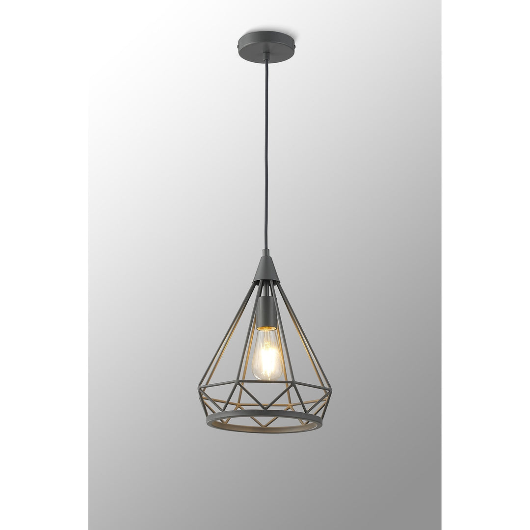 Nelson Lighting NL93829 Eros 1 Light Small Diamond Pendant Matt Grey