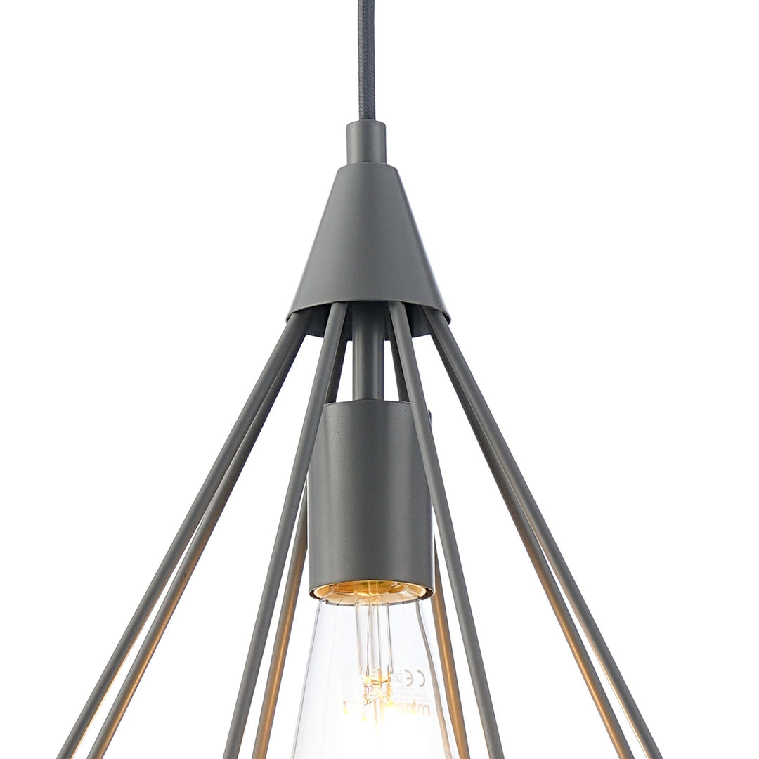 Nelson Lighting NL93829 Eros 1 Light Small Diamond Pendant Matt Grey