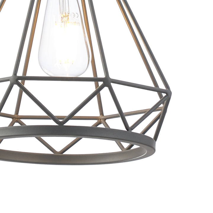 Nelson Lighting NL93829 Eros 1 Light Small Diamond Pendant Matt Grey