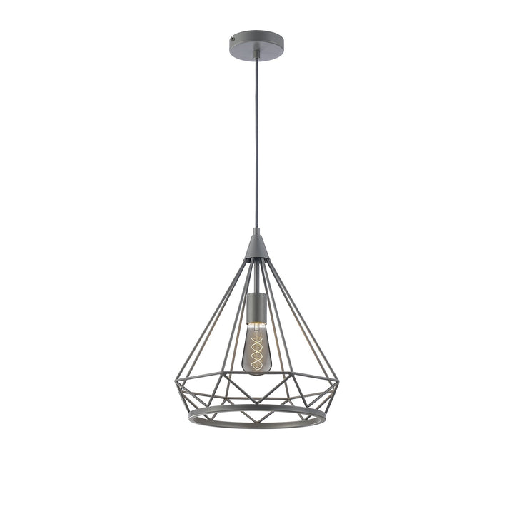 Nelson Lighting NL93839 Eros 1 Light Large Diamond Pendant Matt Grey