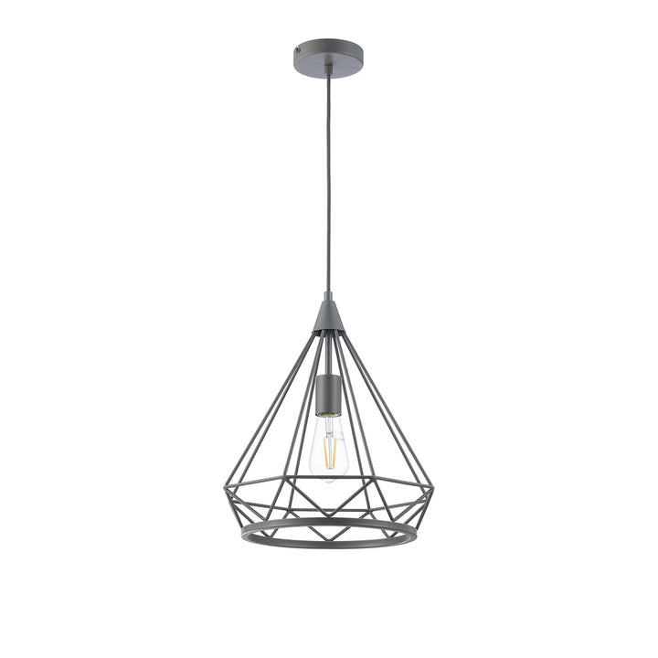 Nelson Lighting NL93839 Eros 1 Light Large Diamond Pendant Matt Grey