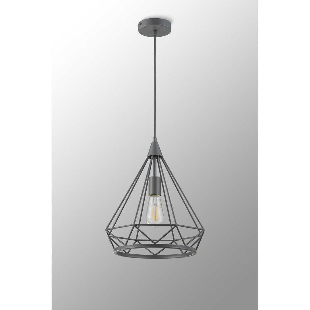 Nelson Lighting NL93839 Eros 1 Light Large Diamond Pendant Matt Grey