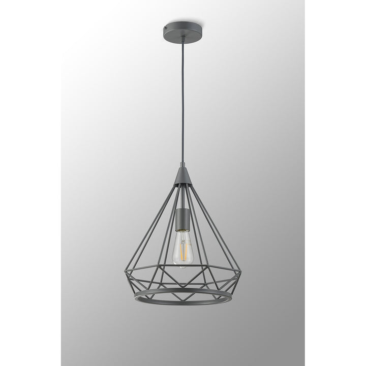 Nelson Lighting NL93839 Eros 1 Light Large Diamond Pendant Matt Grey