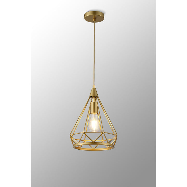 Nelson Lighting NL93849 Eros 1 Light Small Diamond Pendant Gold