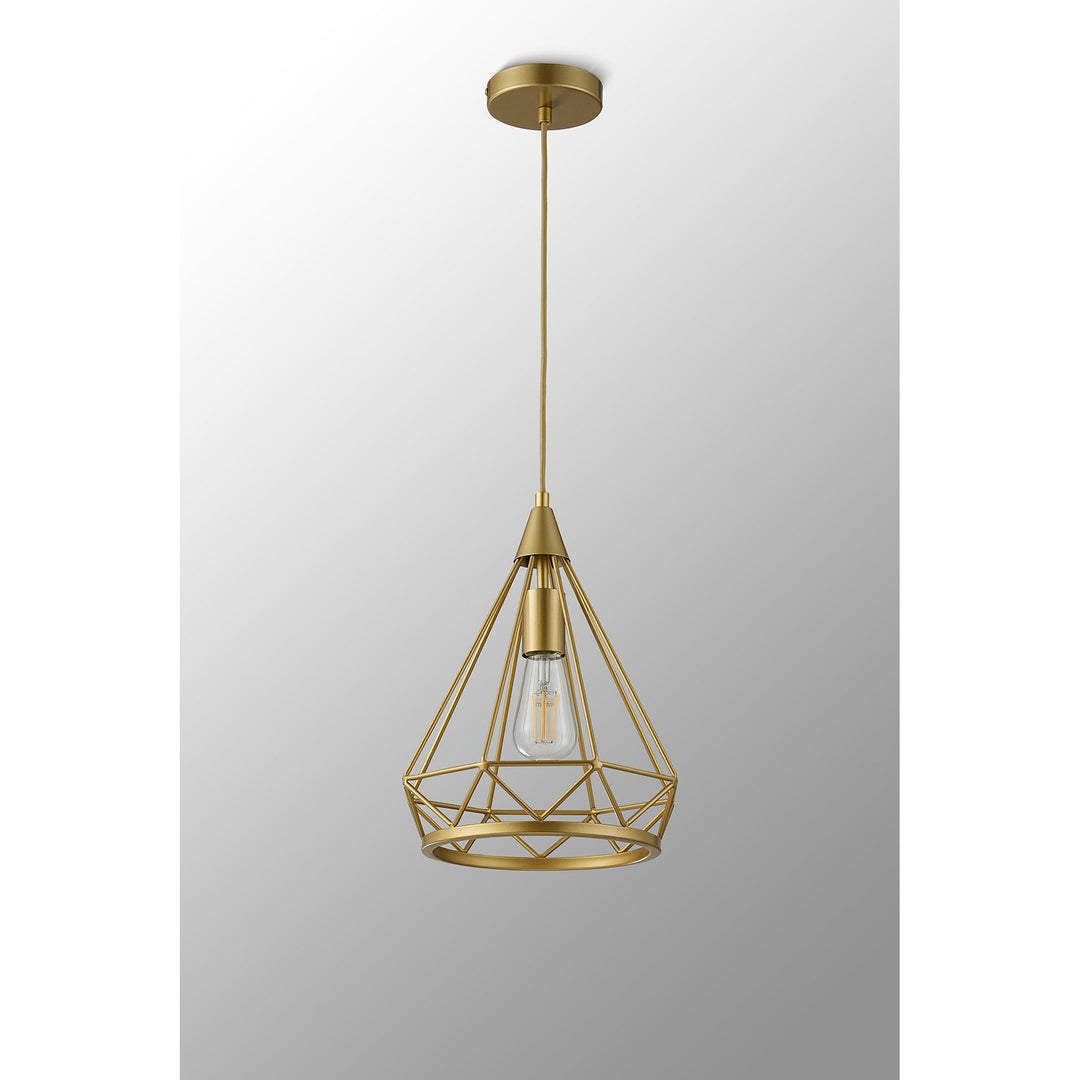 Nelson Lighting NL93849 Eros 1 Light Small Diamond Pendant Gold